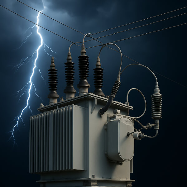 lightning-protected distribution transformer