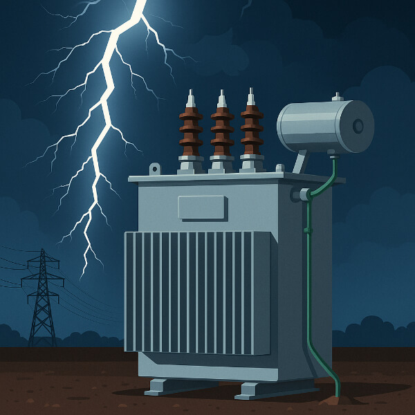 lightning-protected power transformer