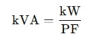 Transformer rating is in kVA
